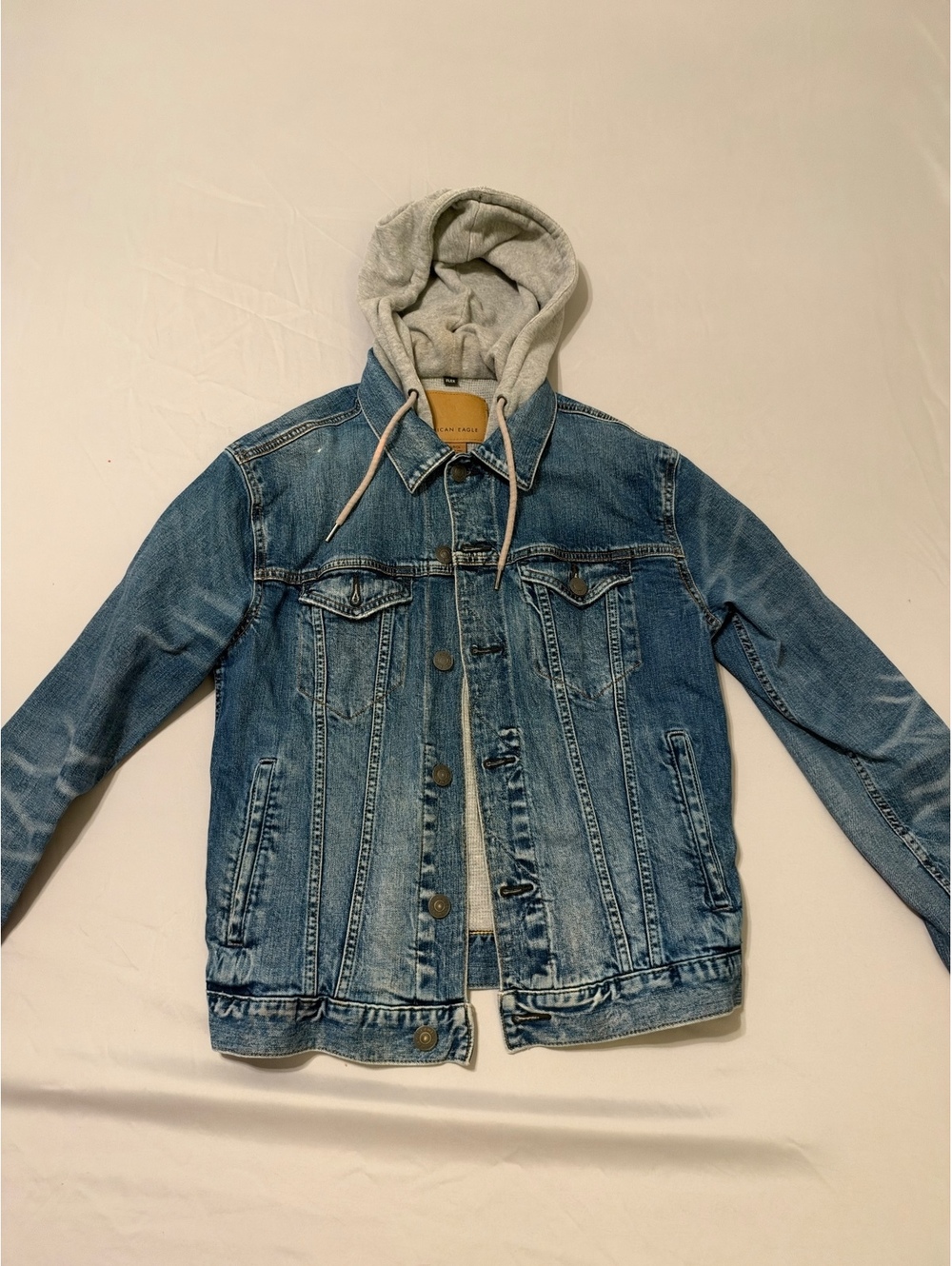 American Eagle Women’s Denim Jacket with Gray Hoodie Insert, Size Small